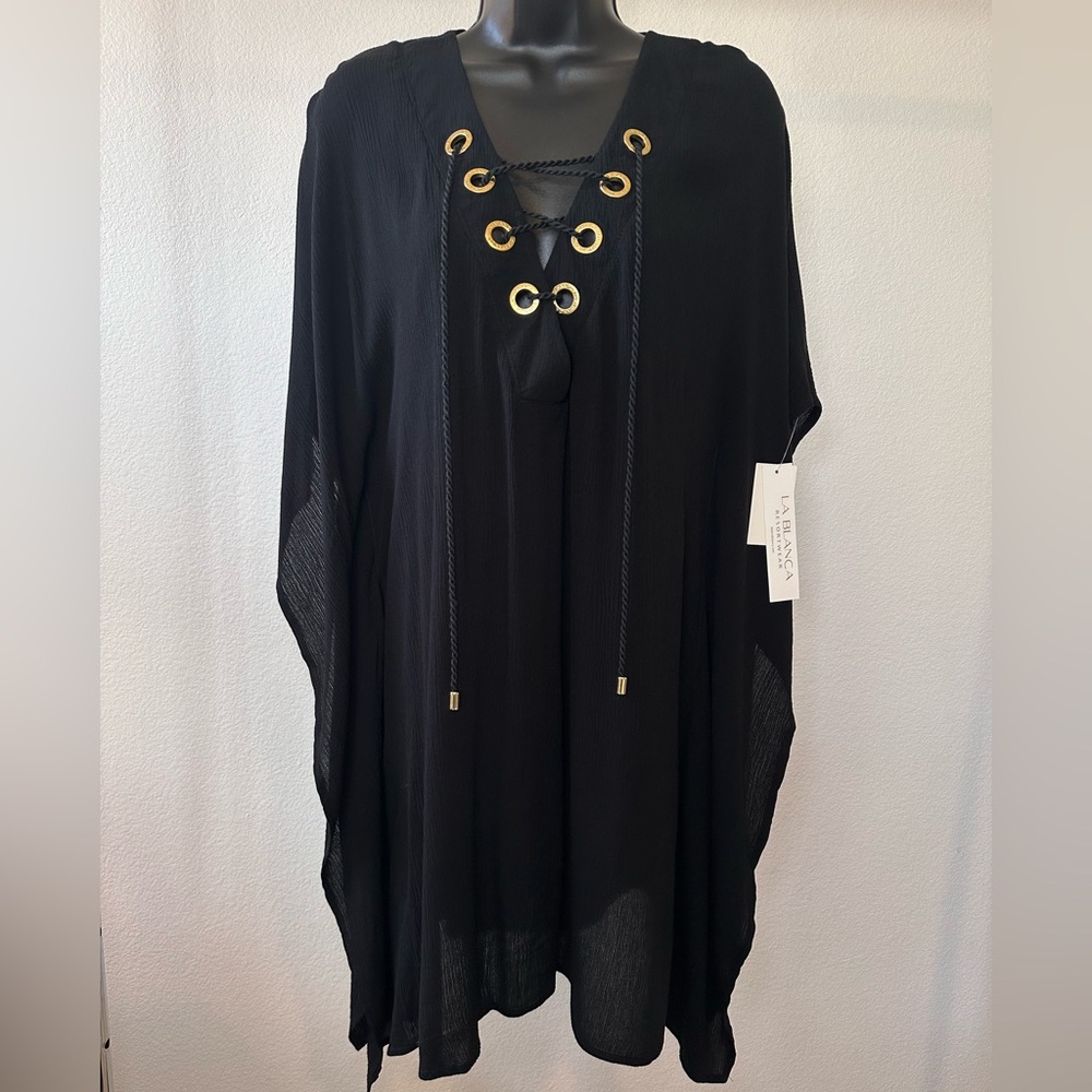 La Blanca NWT Capri Lace Front Coverup Caftan - Picture 2 of 10